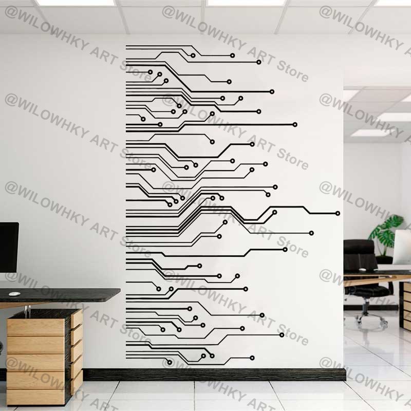 Gaming Accessories Wall - Circuit Board Science Playroom Technology Vinyl