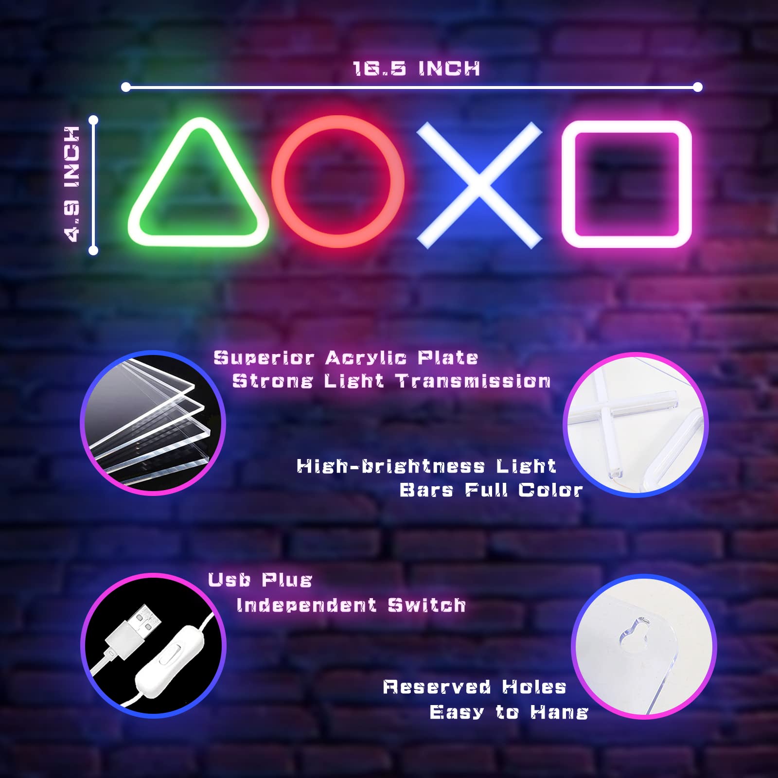 Game Icon Neon Sign Wall Decor - Gaming Accessories Icon recensione e prezzo